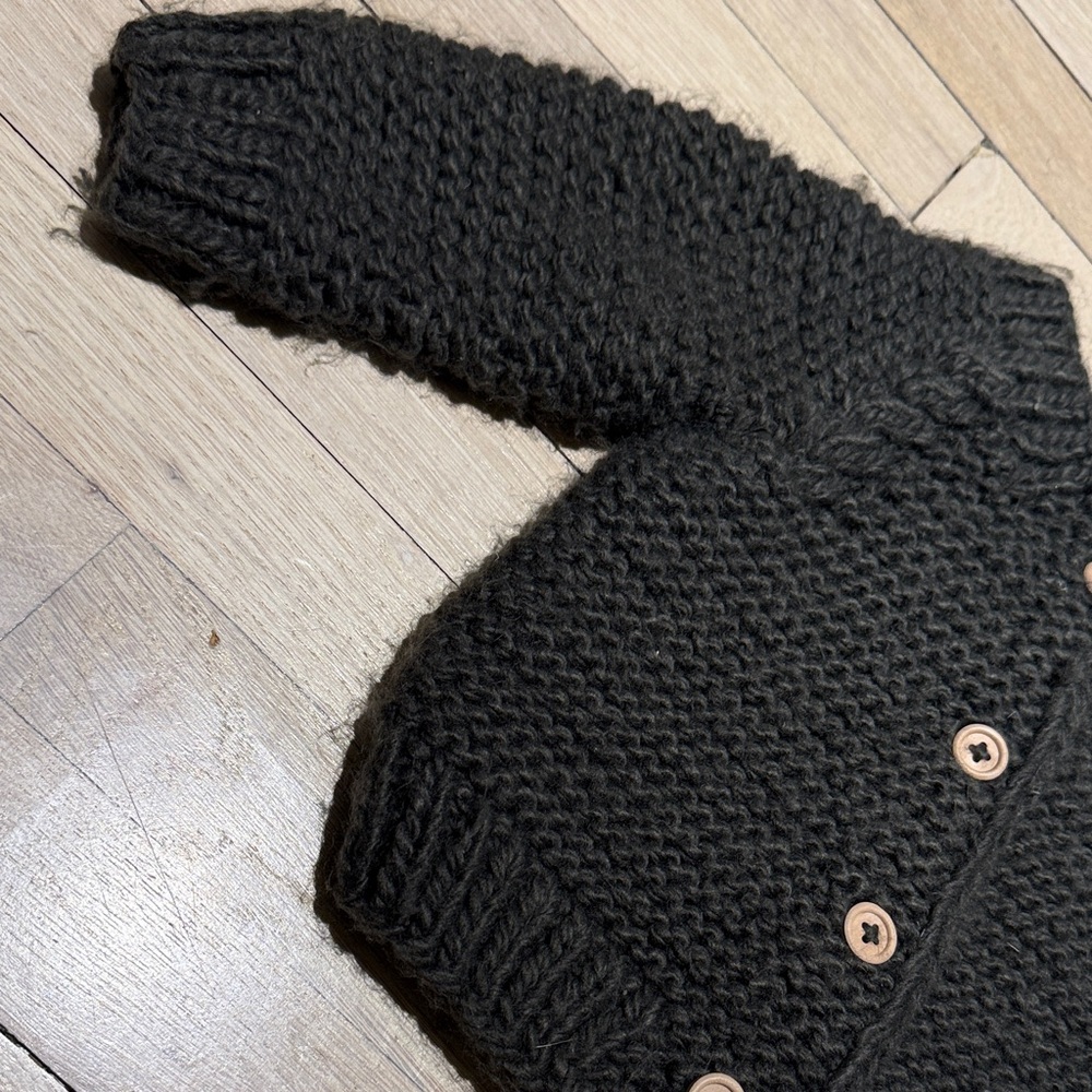 Huggalugs Loden Garter Stitch Cardigan Sweater size 18-24 M - Picture 5 of 7